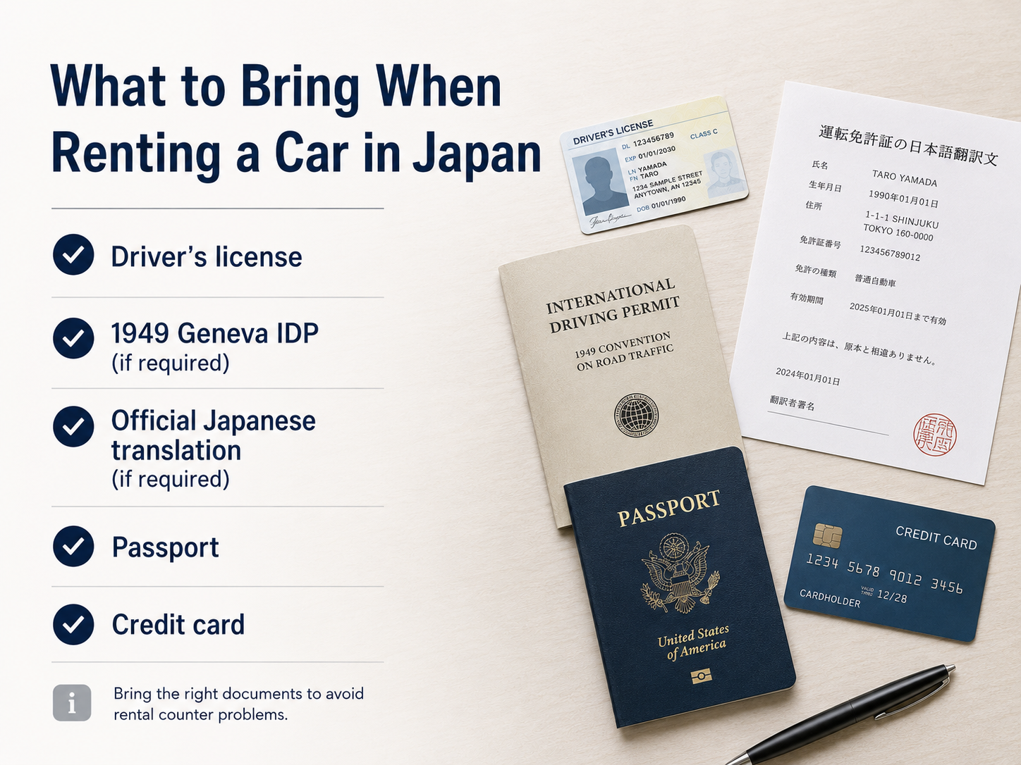 What to bring when renting a car in Japan