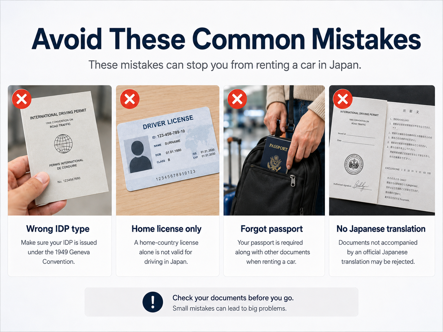 Common document mistakes when renting a car in Japan